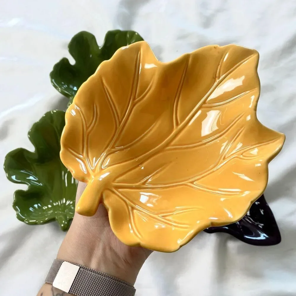 Vintage Cottagecore Lof Of Colorful Leaf Ceramics By Dennis East